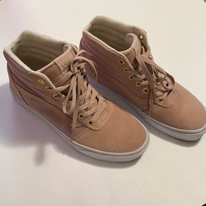 Pink Vans Suede High Top Shoes